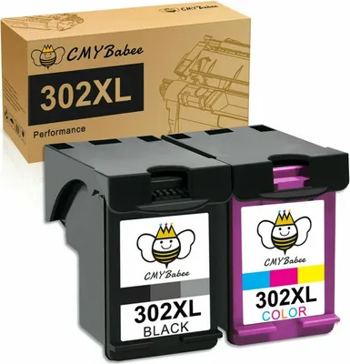 Two printer ink cartridges and their packaging are shown.