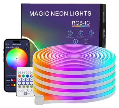 Immagine prodotto di Striscia LED neon da 5 metri, impermeabile (grado di protezione IP67), controllabile tramite app o telecomando, striscia luminosa flessibile