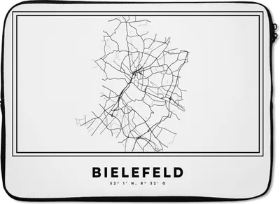 Produktbild von MuchoWow® Laptop Hülle 14 ZollStadtplan - Deutschland - Schwarz-weiß - Bielefeld - Karte Laptoptasche - Laptoptasche - Stoßsicher - Schutzhaube