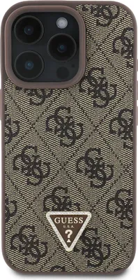 Produktbild von Guess Handyhülle Apple iPhone 16 Pro Max Braun 4G Strass Dreieck Metall MagSafe PU TPU PC präzise Passform
