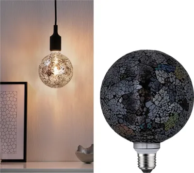 Zdjęcie produktu dla Żarówka LED Globe G125 Miracle Mosaic czarna 5 W = 40 W E27 470 lm, ciepła biel 2700 K, z możliwością ściemniania