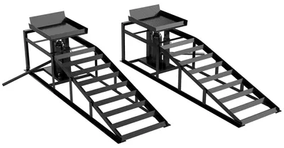 Produktbild von 2er-Set hydraulische Auffahrrampe höhenverstellbar Schwellenrampe 3 t Tragkraft, Bordsteinrampe für Reifen bis 23 cm