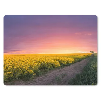 Produktbild von MuchoWow® Mauspad Mousepad Blumen - Straße - Himmel - Gelb - Lila - Sonnenuntergang - Natur 23x19 cm - Mousepads - Maus Mat - Pad - Mausunterlage - Schreibtischunterlage - Mauspad