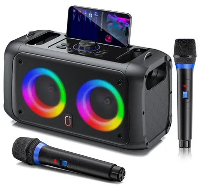 Obrázok produktu pre Bezdrôtová karaoke súprava s 2 mikrofónmi a Bluetooth reproduktorom - čierna