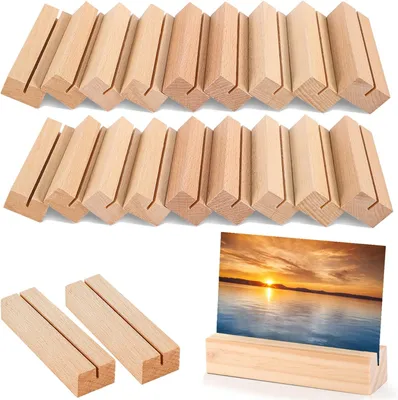 Produktbild von Holz Kartenhalter 20 Stück, 10x3x2 cm, für Fotos, Postkarten, Menüs, für Hochzeiten