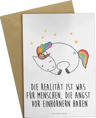 Produktbild von Mr. & Mrs. Panda Grußkarte Einhorn Nacht - Weiß - Geschenk, Menschen, Einhörner, weihnachtskarten, Unicorn, babykarte, Freundin, Klappkarte, Grußkarten, einladungskarten