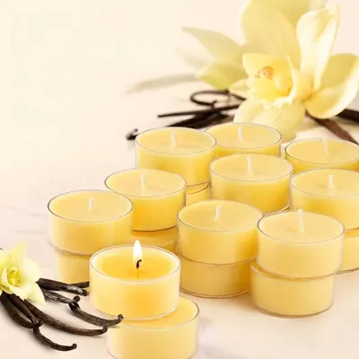 Zdjęcie produktu dla Świece zapachowe o zapachu wanilii, 14 sztuk, czas palenia: 6 godzin, 100% wosk palmowy