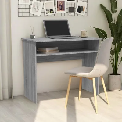 Produktbild von The Living Store Schreibtisch Grau Sonoma 90x50x74 cm Holzwerkstoff