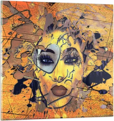 Produktbild von Bilder auf glas - Gesicht Frau - 40x40cm - Glasbilder - Wandbilder - Bilder - Kunstdruck - zum Aufhängen bereit - Wanddekoration aus Glas - Glas Bilder - Wandbild auf Glas - Einteilig - GAC40x40-3513
