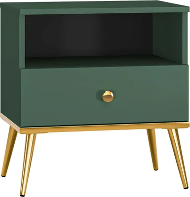 Produktbild von FURNLUX Nachttisch Fort Grün Und Gold 50cm / Hauptfarbe: Grün / Abmessungen: 50 x 53 x 34 cm