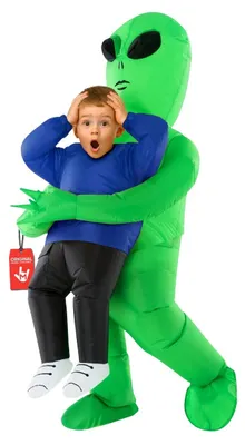 Produktbild von Morph Aufblasbarer, grüner Alien-Kostüm für Kinder – Lustiges, außerirdisches Kostüm mit Entführungs-Effekt