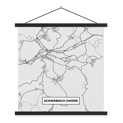 Produktbild von MuchoWow® Textilposter Karte - Schwäbisch Gmünd - Deutschland - Karte - Stadtplan 120x120 cm mit schwarzem Rahmen - Aufhängungsset