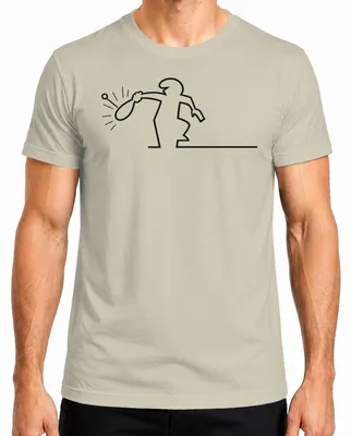 Produktbild von La Linea Balum Strichmännchen Cartoon Osvaldo Cavandoli Nostalgie Herren T-Shirt, Natur, S