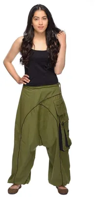 Produktbild von Haremshose Pumphose Aladinhose Pluderhose Yoga Goa Sarouel Baggy Aladin Freizeithose Shanti Damen : grün S/M Farbe: Grün Größe: S/M