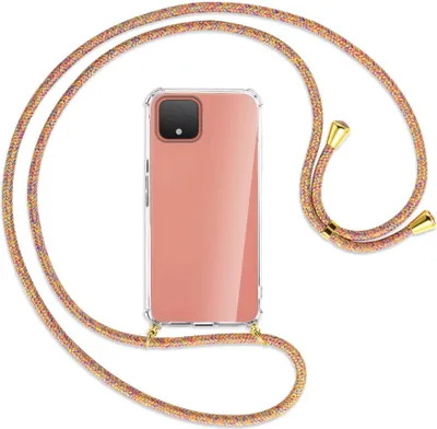 Produktbild von Handykette Backcover-Schutzhülle mit Band (Metall goldfarben) für Google Pixel 4 XL - Rainbow