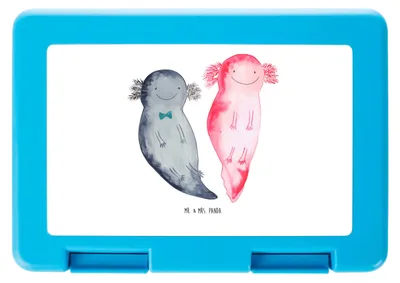 Produktbild von Mr. & Mrs. Panda Bentobox Axolotl Freundin - Weiß - Geschenk, Valentinstag, Snackbox, glücklich, Lebensmittel Aufbewahrungsbox, Liebe, Bento Box, Lurch, Vorratsbehälter