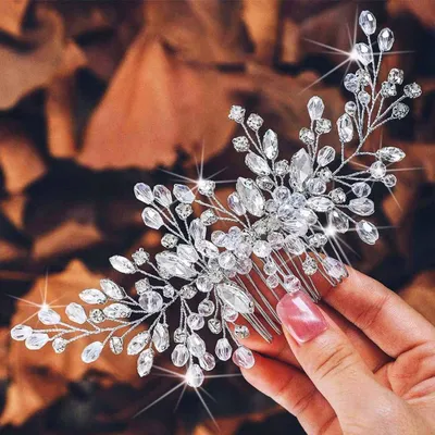 Produktbild von Silberner Haarkamm für die Hochzeit, Strass-Haarschmuck für die Hochzeit, Kristall-Haarschmuck für Frauen und Mädchen