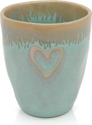 Produktbild von Stoneware Espressobecher "Herz" türkis