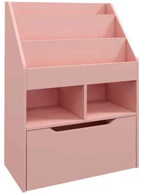 Produktbild von Kinderregal mit Schublade, Bücherregal mit Fächern, 60 x 29,9 x 90 cm, Rosa