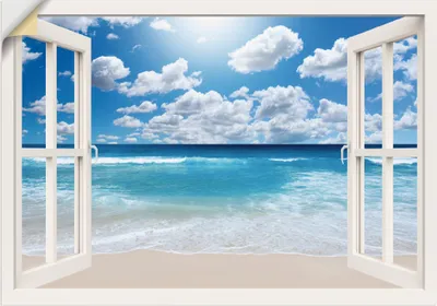 Produktbild von ARTland Wandbild, selbstklebend Fensterblick Großartige Strandlandschaft Größe: 70x50 cm