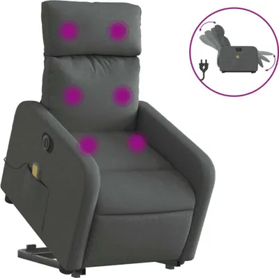 Image de Fauteuil inclinable de massage électrique Gris foncé Tissu