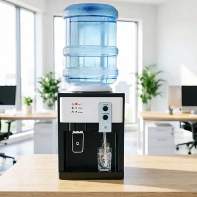 Imagen del producto de Dispensador de agua eléctrico, con agua fría y caliente, 575 W, capacidad de 4,5 a 18,9 litros, interior de acero inoxidable