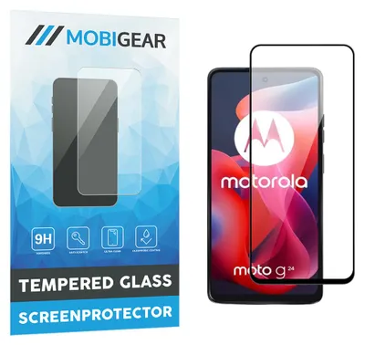 Produktbild von Mobigear Premium Displayschutzfolie für Motorola Moto G24, gehärtetes Glas, Displayschutz - kompatibel mit Hüllen - Schwarz