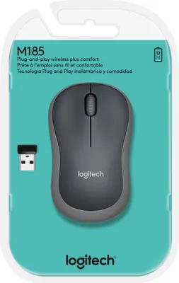 Produktbild von Logitech M185, Beidhändig, Optisch, RF Wireless, 1000 DPI, Grau