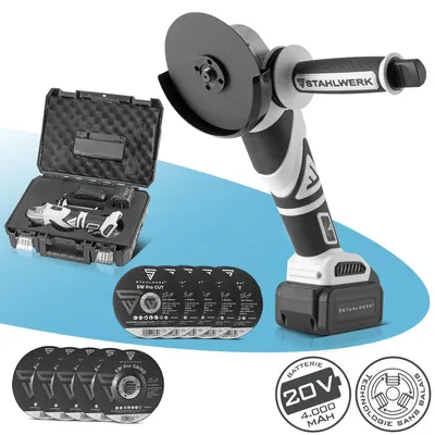 Image de STAHLWERK Meuleuse d'angle sans fil Brushless AWS-20 ST 20V/4Ah, 0 - 7500 min-1