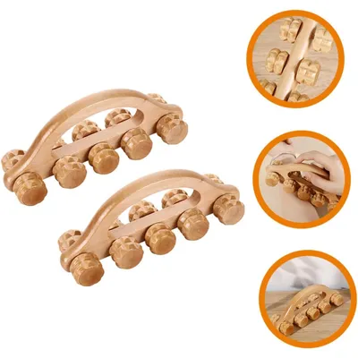 Produktbild von 2er-Set Holz-Massagebälle für Nacken, Wirbelsäule, Füße und Arme – ideal zur Muskelentspannung, Förderung der Durchblutung und Druckpunktmassage.