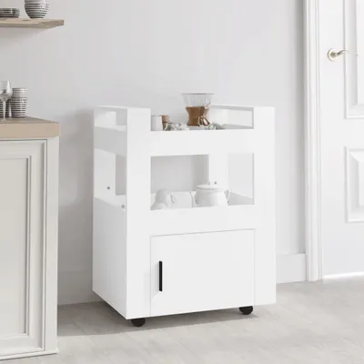 Produktbild von Küchenwagen Weiß 60x45x80 cm Holzwerkstoff - Servierwagen CC28175