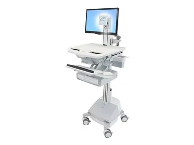 Produktbild von Ergotron - Wagen - Patentierte Constant Force Technologie - für LCD-Display / PC-Ausrüstung - mit LCD-Drehpunkt, Schublade (1x1), EU - verriegelbar - medizinisch - Aluminium, verzinker Stahl, hochwertiger Kunststoff - Bildschirmgröße: bis zu 61 cm (bis zu