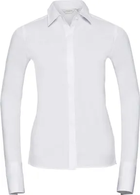 Produktbild von Russel Damen Bluse Business Longsleeve Shirt T-Shirt Oberteil langarm, Größe:M (38), Farbe:Weiß