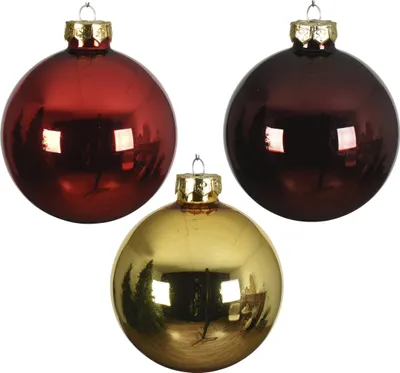 Produktbild von Weihnachtskugeln Glas 8cm 16 Stück - Rot / Gold Mix