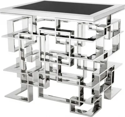 Produktbild von Casa Padrino Luxus Art Deco Designer Beistelltisch mit schwarzer Granitplatte - Luxus Kollektion