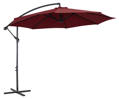 Image de Parasol de terrasse, toile résistante aux UV, inclinaison réglable, bordeaux