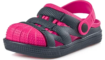 Produktbild von Ladeheid Kinder Mädchen Jungen leichte Eva Clogs Gartenclogs Gartenschuhe KL056 (Dunkelblau Rosa, 26)
