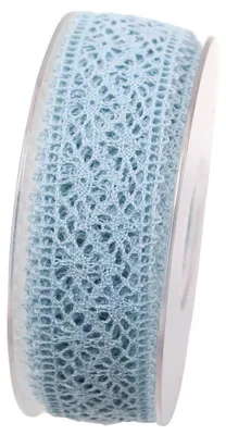 Produktbild von Schleifenband (1m=0,93EUR) Dekoband SPITZE 38mm, blau,15m Rolle