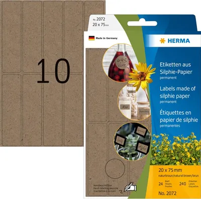 Produktbild von Etikett 20x75mm Vielzweck Silphie-Papier 240 Etiketten Packung mit 10 Stück