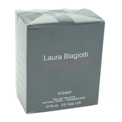 Obrázek produktu pro Laura Biagiotti RomamoR Uomo, Pánské, 75 ml, Nedoplnitelná lahvička, Černý pepř, Kardamom, Muškátový oříšek, Levandule, Santalové dřevo, Jantar, Pižmo, Tonkové boby, Vetiver