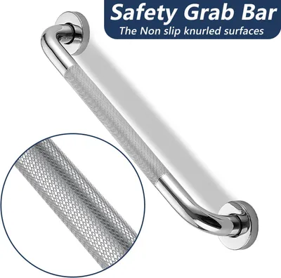 Produktbild von Haltegriff Bad - 2 Stück - 30 cm - Sicherheitsgriff für Dusche, Badewanne und WC - Wandgriff - rutschfest - inkl. Montagematerial - Silber