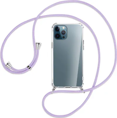 Produktbild von Handykette Backcover-Schutzhülle mit Band (Metall silberfarben) für Apple iPhone 12 Pro Max - violett