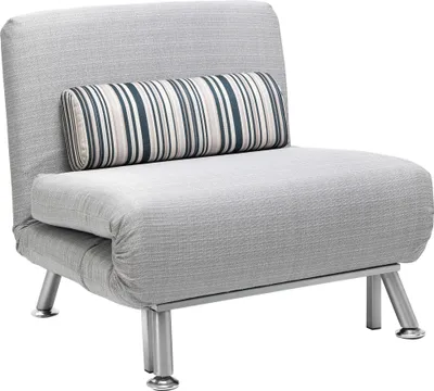 Produktbild von HOMCOM Schlafsessel, Leinenoptik, Bettfunktion, klappbar, verstellbare Rückenlehne, Rückenkissen, Grau, Maße Sofa: 75x70x75 cm, Bett: 180x75x25 cm