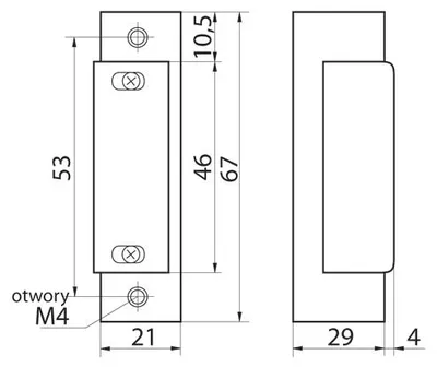 Produktbild von R-4 Elektromagnetischer Türöffner 24V symmetrisch, kurze Bauform