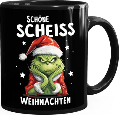 Produktbild von Grinch Tasse Anti Weihnachten Spruch Ironie Sarkasmus lustige Weihnachtsbecher Geschenke für Weihnachtsmuffel MoonWorks® Spruch 3 schwarz standard