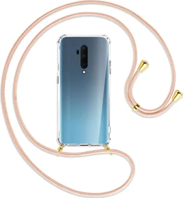 Produktbild von Handykette Backcover-Schutzhülle mit Band (Metall goldfarben) für OnePlus 7T Pro - rose peach