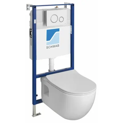 Immagine prodotto di Set WC, WC sospeso BRILLA senza bordo, con cassetta di scarico, bianco