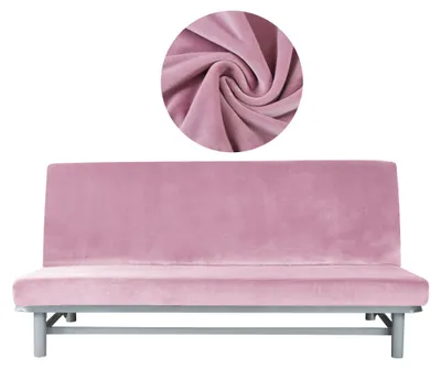 Produktbild von Elastischer Velours-Bezug für Schlafsofa / Couch 190–210 cm in Rosa – Schonbezug