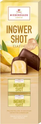 Produktbild von Niederegger Ingwer Shot in Zartbitter-Schokolade Packung 100g