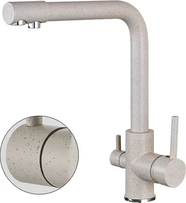 Produktbild von Gefilterter Küchenwasserhahn, Doppelgriff, 360-Grad-Drehung, Beige mit Punkten C